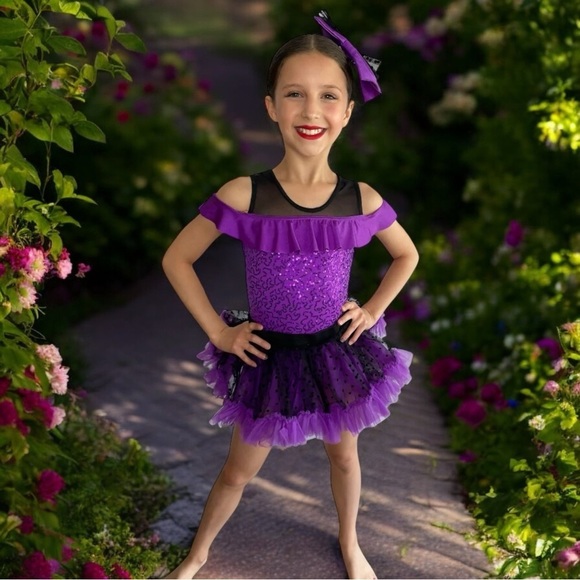 Weissman Purple and Black Tule Sparkle Tutu Girl’s Size 14 - Picture 1 of 11